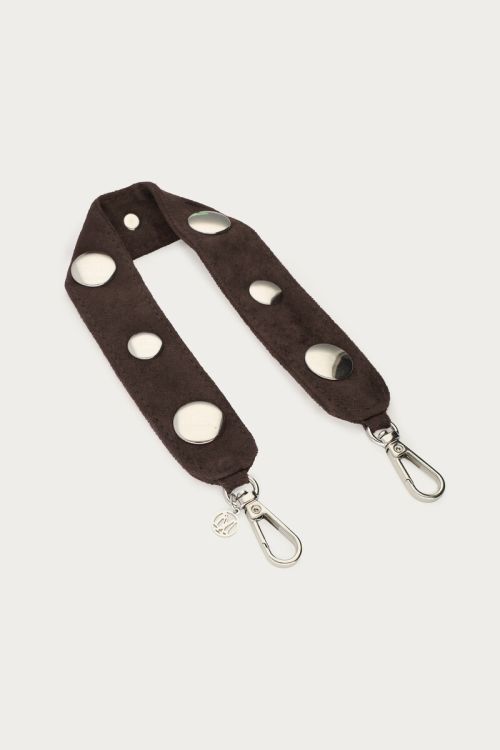 Brown phone cord in suede look with studs | My Jewellery