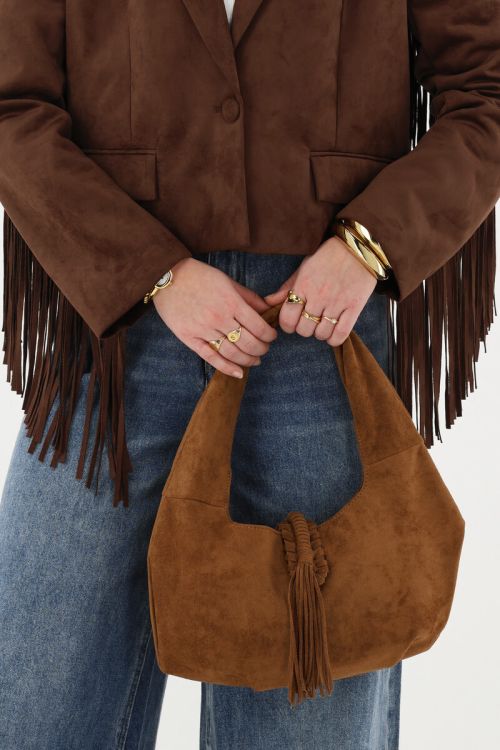 Sac en suédine marron avec franges