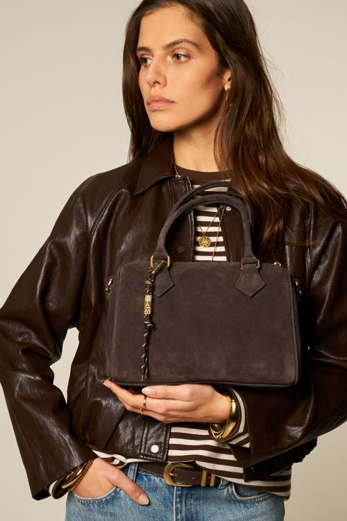 Bruin suède tas
