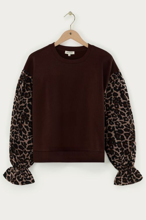 Brown sweater with panther print sleeves | My Jewellery