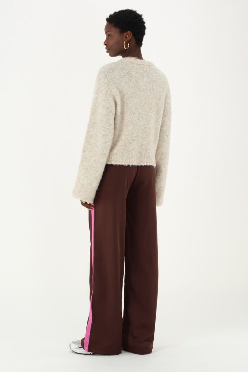 Brown trousers in satin look with pintuck | My Jewellery