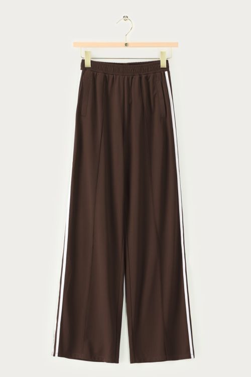 Brown wide jogger trousers with stripes | My Jewellery