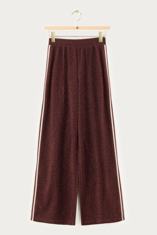 Brown wide leg lurex trousers with stripes | My Jewellery