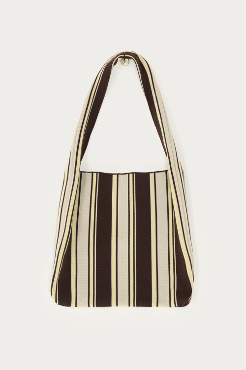Brown & yellow stripes tote bag | My Jewellery