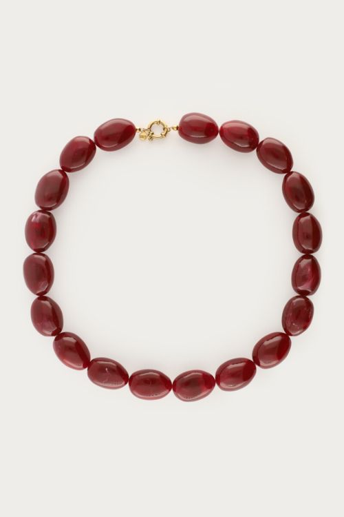 Burgundy chunky beaded necklace