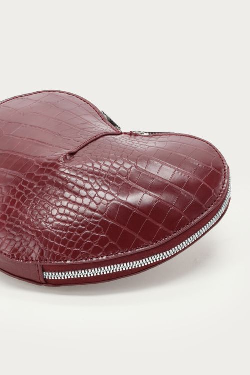Burgundy hearts crossbody bag in croco | My Jewellery