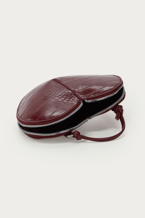 Burgundy hearts crossbody bag in croco | My Jewellery
