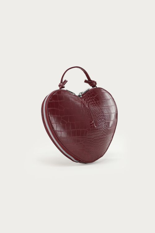 Burgundy hearts crossbody bag in croco | My Jewellery