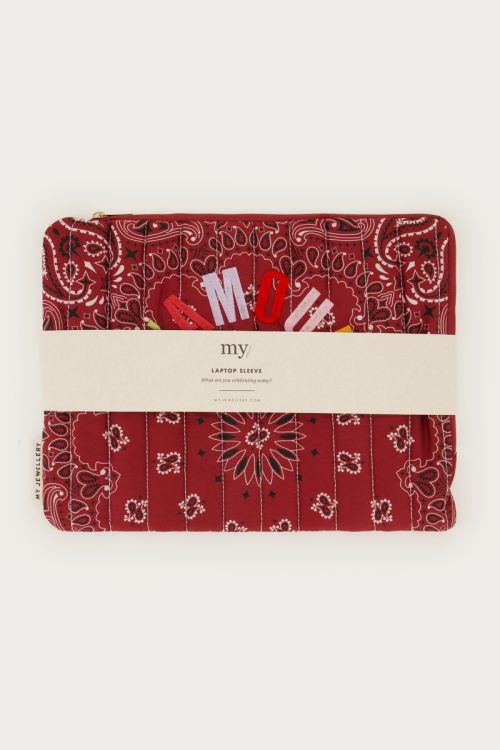 Burgundy laptop sleeve with bandana print | My Jewellery