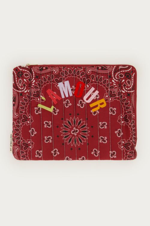 Burgundy laptop sleeve with bandana print | My Jewellery