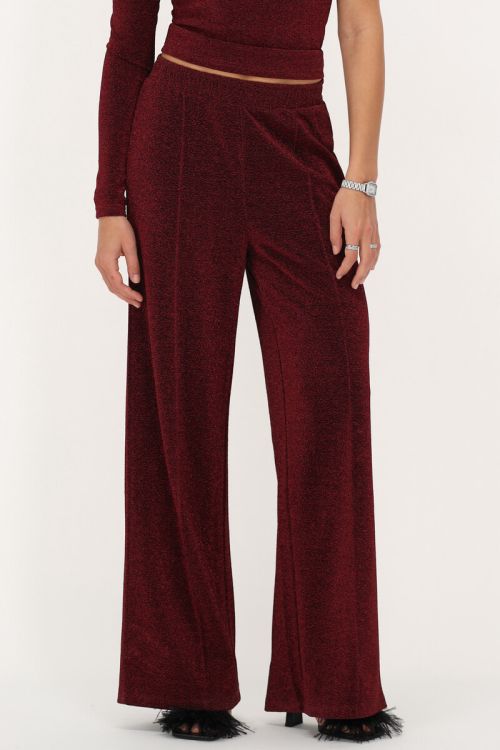 Dark red lurex wide leg trousers | My Jewellery