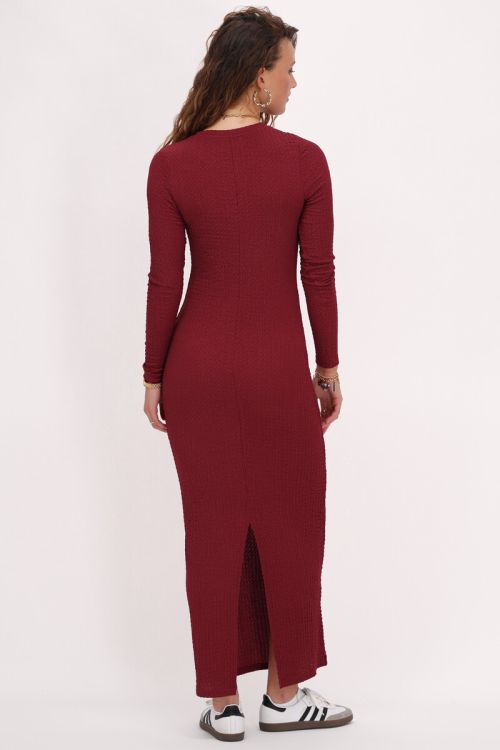 Burgundy maxi dress with structure & split | My Jewellery