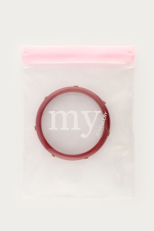 Burgundy resin bangle with studs | My Jewellery