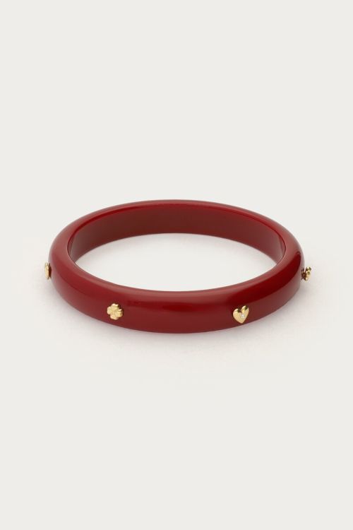 Burgundy resin bangle with studs | My Jewellery