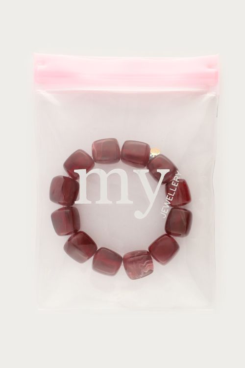 Burgundy statement bracelet with square beads | My Jewellery
