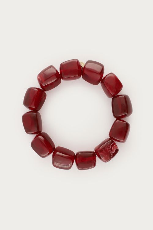 Burgundy statement bracelet with square beads | My Jewellery