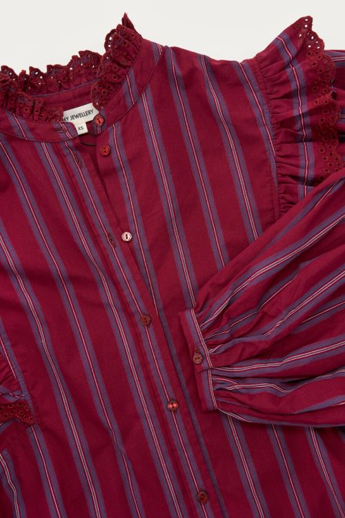 Burgundy striped blouse with embroidery | My Jewellery