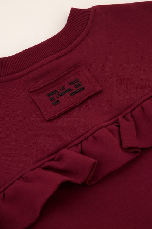 Burgundy sweatshirt with ruffle and patch | My Jewellery