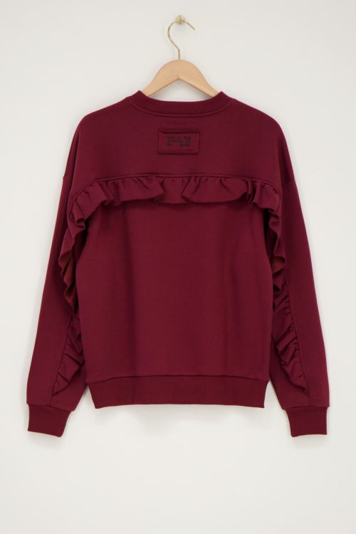 Burgundy sweatshirt with ruffle and patch | My Jewellery