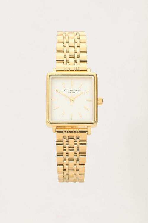 Chain-link watch with white square watch face | My Jewellery