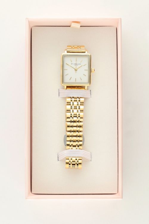 Chain-link watch with white square watch face | My Jewellery