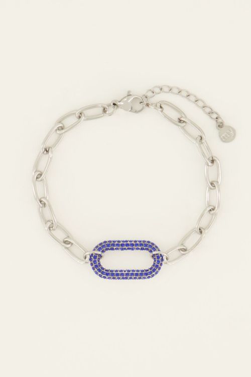 Gliederarmband mit blauem Strassanhänger