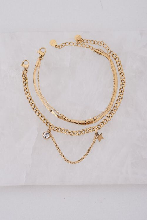 Chain bracelet with rhinestone & star | My Jewellery