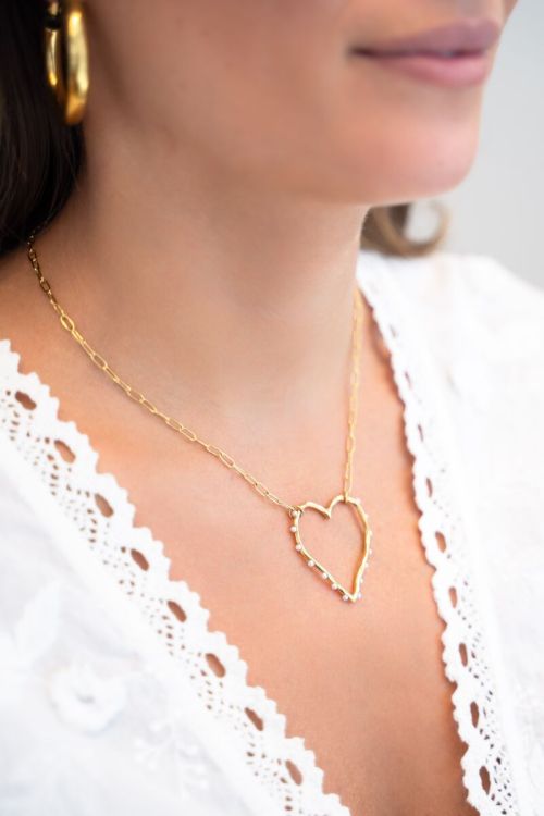 Chain necklace with open heart and pearls | My Jewellery