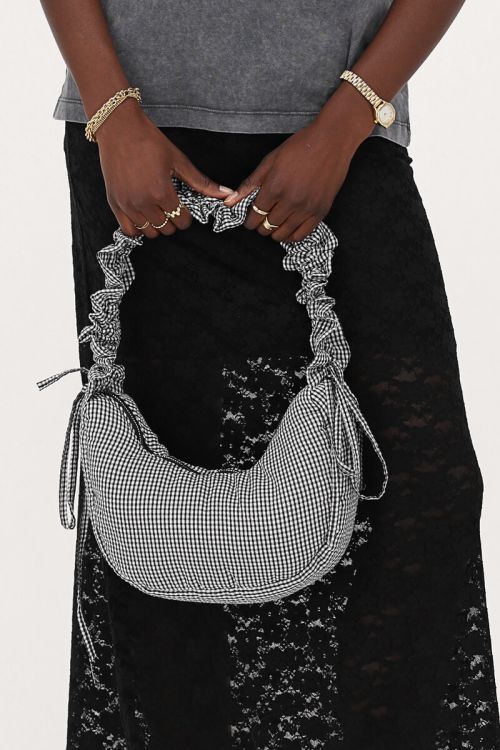 Checkered crossbody bag with ruffle strap | My Jewellery