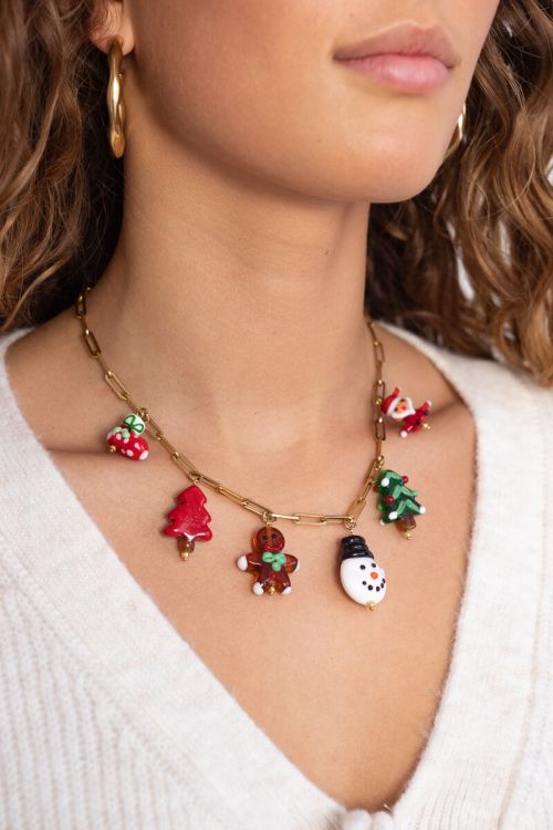 christmas necklace with multiple charms
