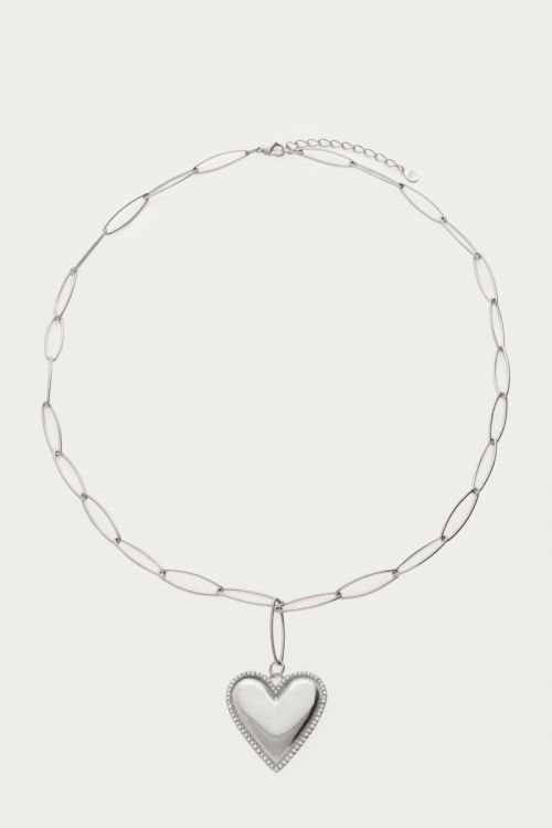 Chunky chain necklace with heart & faux pearls | My Jewellery