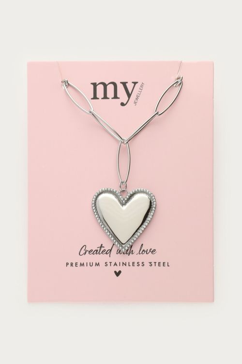 Chunky chain necklace with heart & faux pearls | My Jewellery