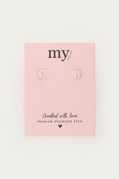 Classic studs with a clear rhinestone | My Jewellery