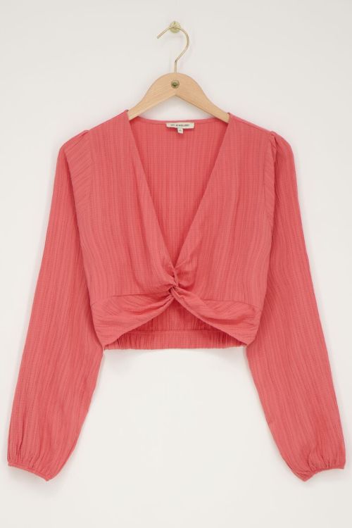 Top court rose corail avec boutons