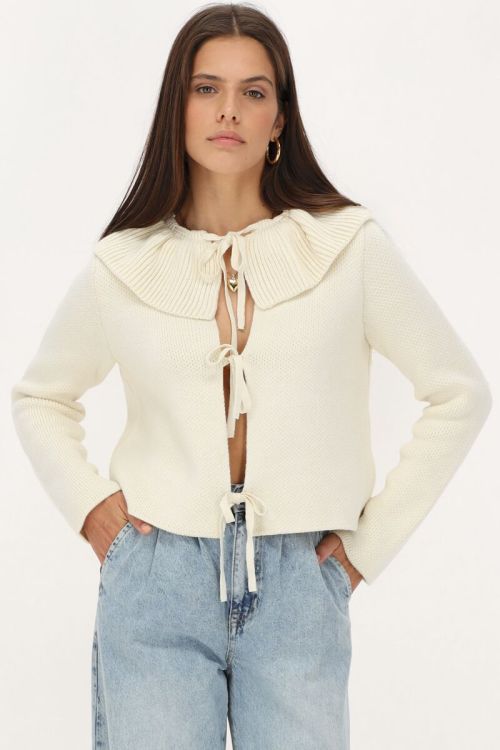 Cream knit cardigan with bows | My Jewellery