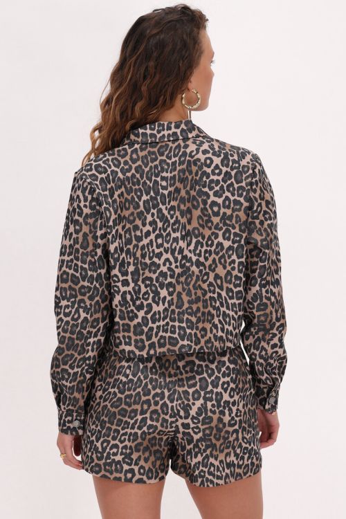 Cropped jacket with panther print