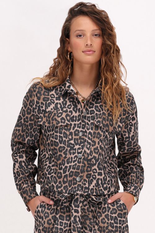 Cropped jacket with panther print