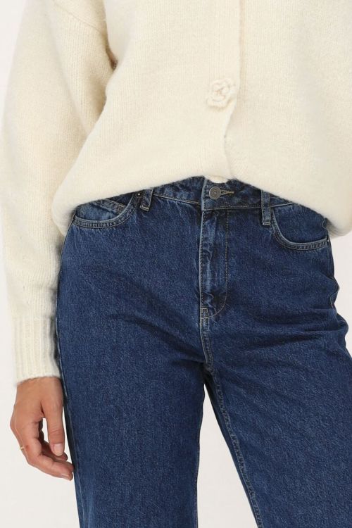 Dark blue denim jeans with cuffs
