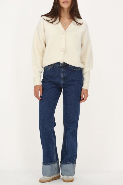 Dark blue denim jeans with cuffs | My Jewellery