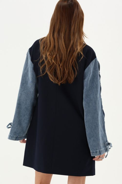 Dark blue blazer dress with long denim sleeves | My Jewellery