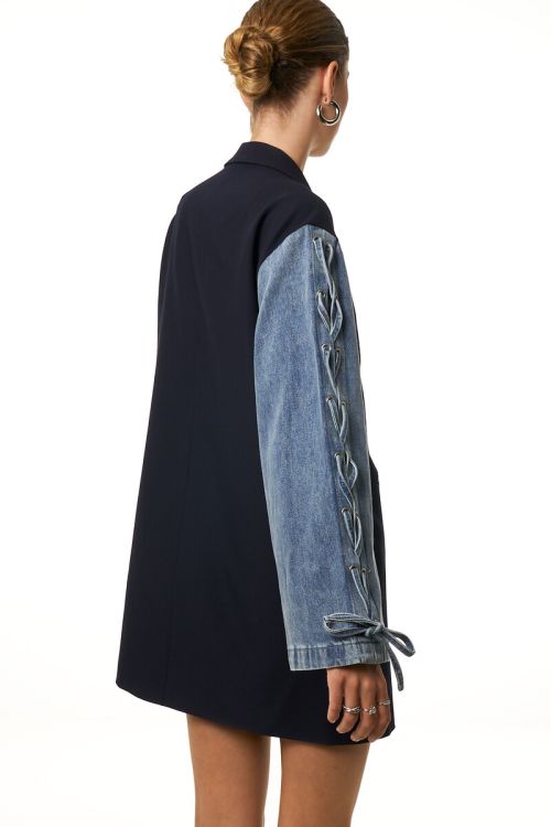 Dark blue blazer dress with long denim sleeves | My Jewellery