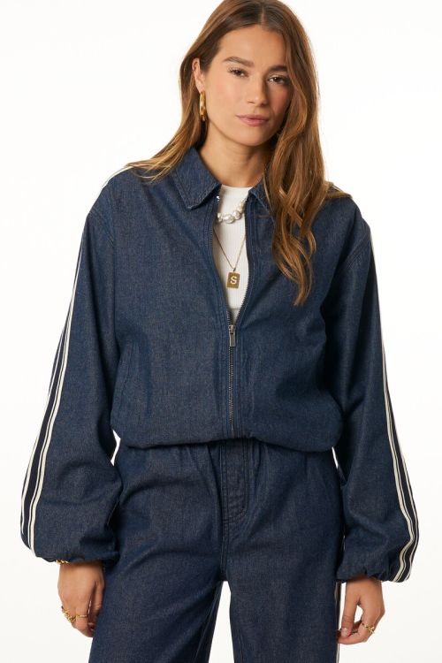 Dark blue denim jacket in sporty look  | My Jewellery