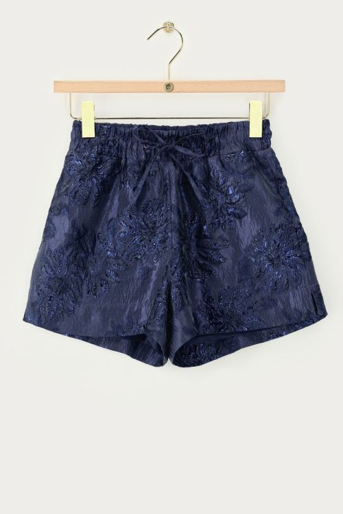 Donkerblauwe jacquard short