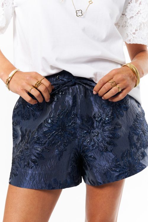 Dark blue jacquard shorts | My Jewellery