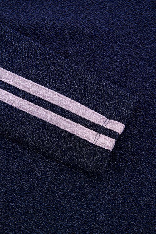 Dark blue lurex one-shoulder top with stripes | My Jewellery