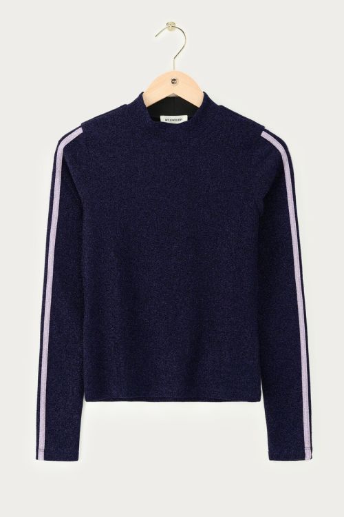 Dark blue lurex top with stripes | My Jewellery