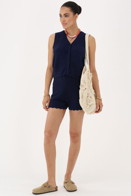 Dark blue shorts with scalloped edge | My Jewellery