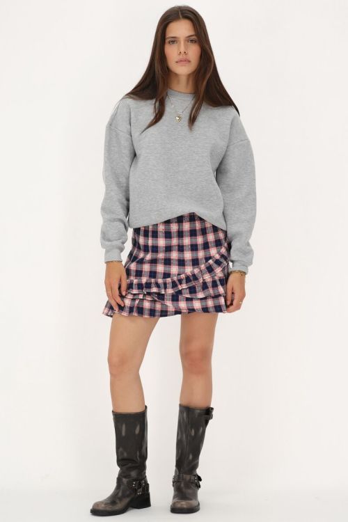 Dark blue skirt with pink plaid and lurex | My Jewellery