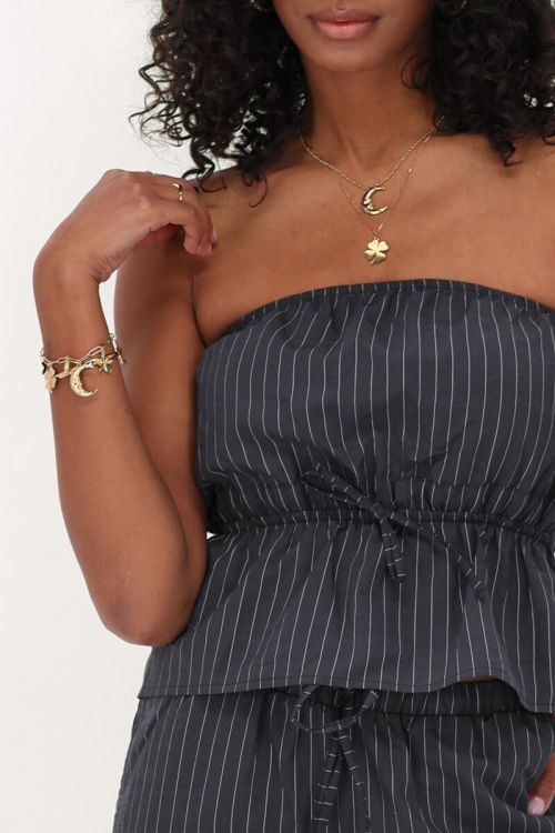 dark blue top with stripes & bow | My Jewellery