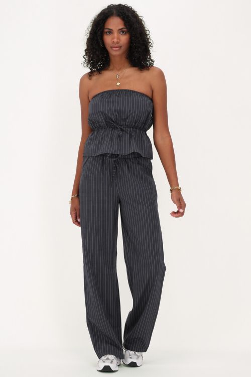 dark blue top with stripes & bow | My Jewellery